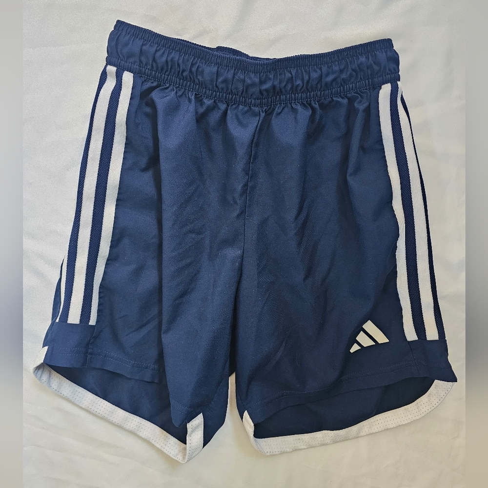 Adidas Big Boys Performance Logo Shorts- Navy And White- Medium